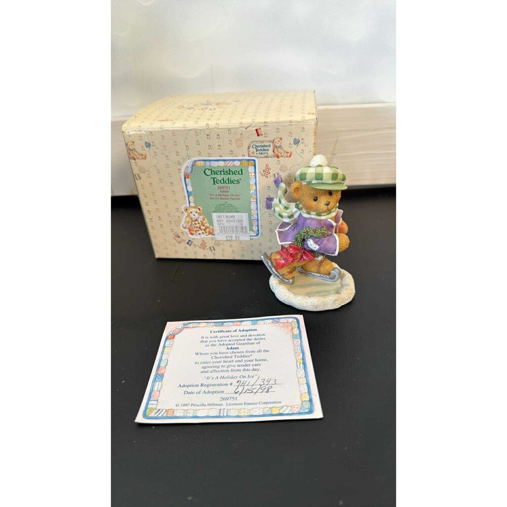 1997 Vinagte Cherished Teddies Enesco Adam It's A Holiday On Ice # 269751